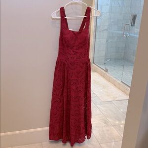 Elegant raspberry Red eyelet Lace Dress